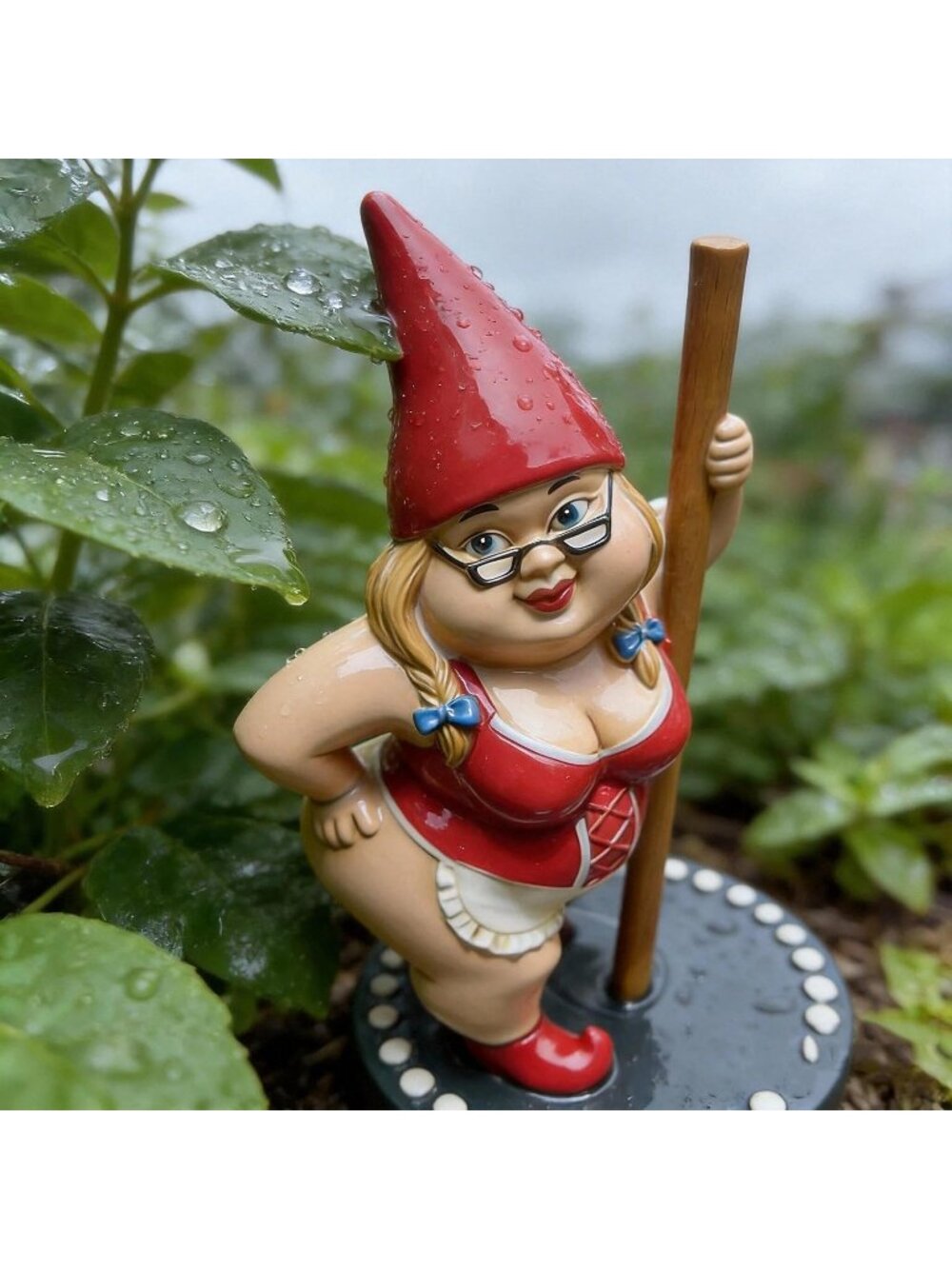 〽️Red Dancing Gnome Statue Whimsical Garden Decor Playful Figurine Lawn Yard - Picture 3 of 6